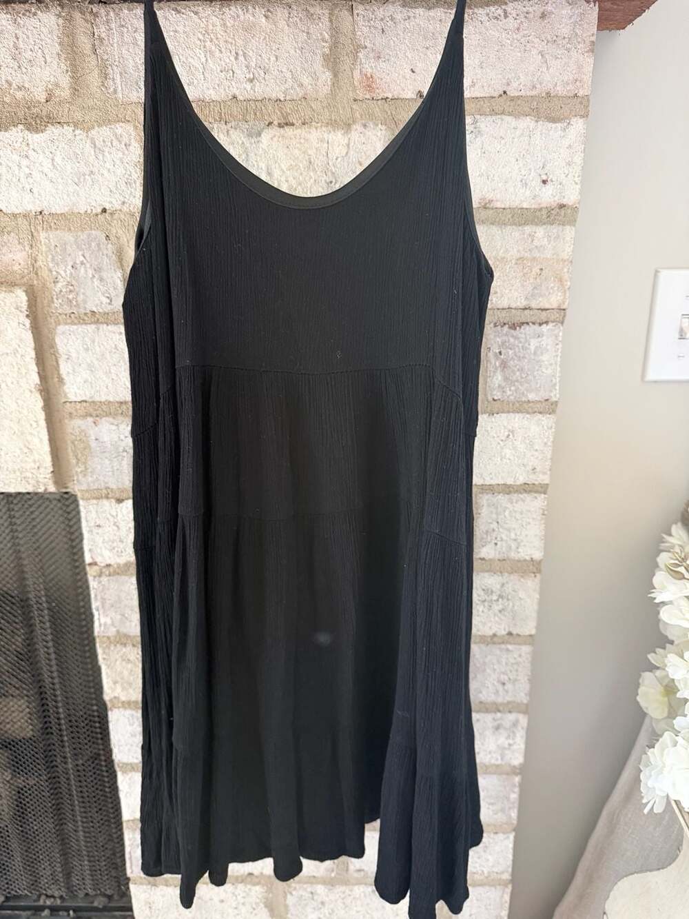 Altar'd State Black Tiered Spaghetti Strap Mini Dress